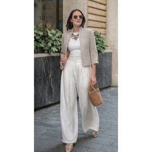 Vintage Armani Collezioni Oatmeal Linen Silk Blazer CBK 90s Spring Summer Chic